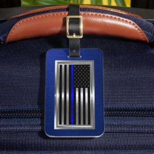 Etiqueta De Bagagem Polícia American Flag Blue Stripe
