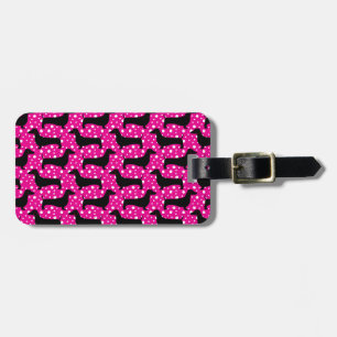 Etiqueta De Bagagem Polka Dachshances Rosa