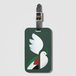 Etiqueta De Bagagem pomba da paz com a bandeira palestiniana