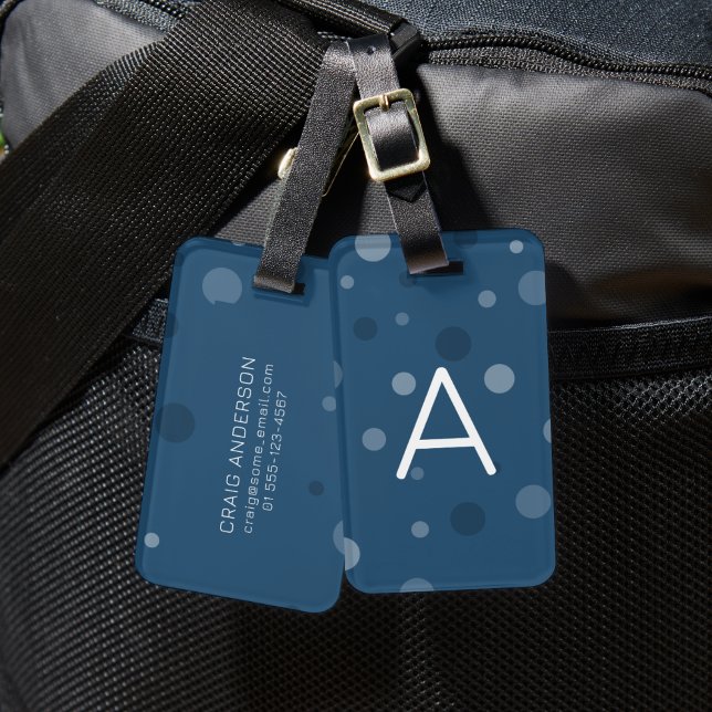 Etiqueta De Bagagem Pontos Pop azuis reais (Criador carregado)