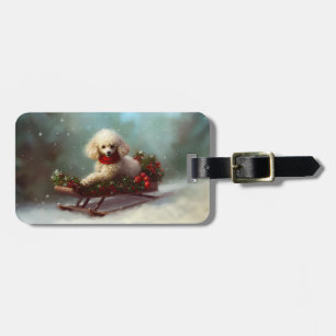 Etiqueta De Bagagem Poodle Natal neve inverno