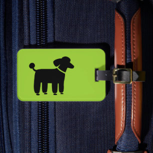 Etiqueta De Bagagem Poodle Preto em Verde (Cor é Personalizável)