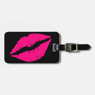 Etiqueta De Bagagem Pop art cor-de-rosa do beijo do batom