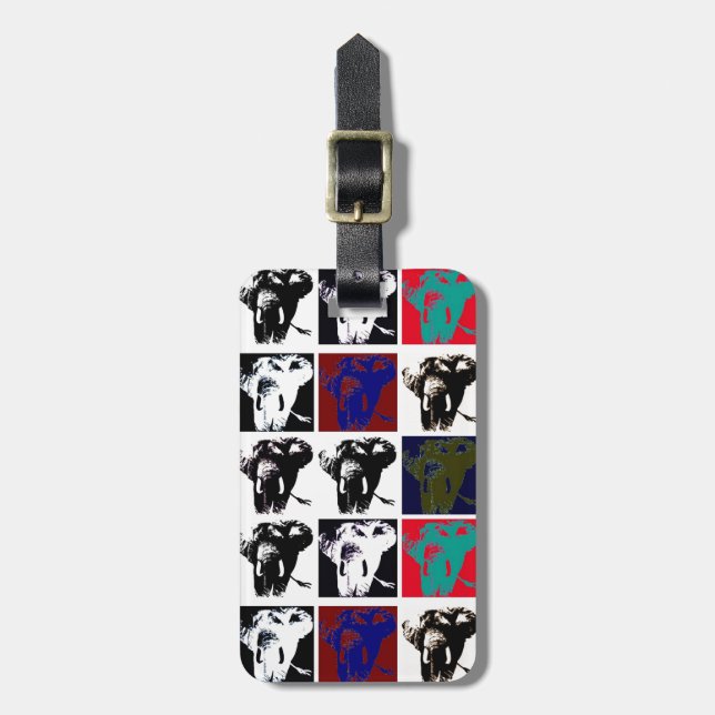 Etiqueta De Bagagem Pop Art Elephants (Frente Vertical)