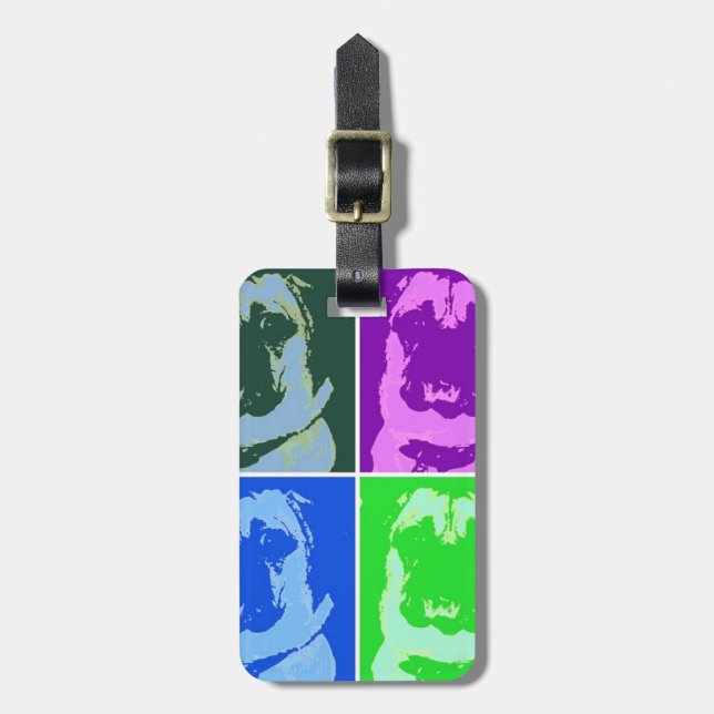 Etiqueta De Bagagem Pop Art Pug (Frente Vertical)