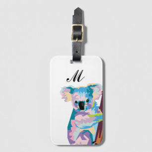 Etiqueta De Bagagem Pop Colorida Art Koala Monogrammed