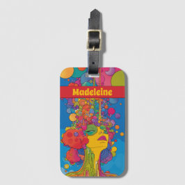 Etiqueta De Bagagem Pop de Arranjo para Arte Psicodélica vibrante Desi