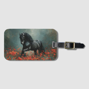 Etiqueta De Bagagem Poppies Vermelhos do Estalão Negro