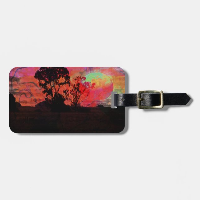 Etiqueta De Bagagem Por do sol com árvore (Frente Horizontal)