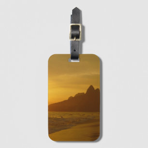 Etiqueta De Bagagem Pôr do Sol na Praia de Ipanema Brasil