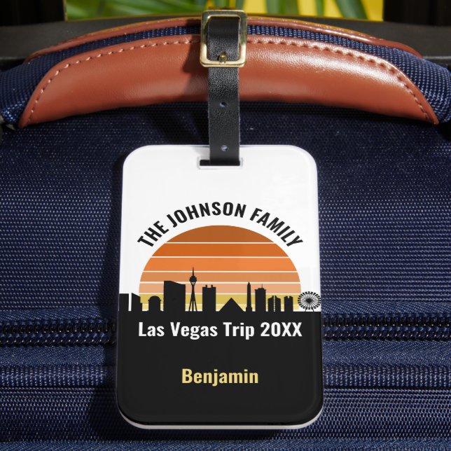 Etiqueta De Bagagem Pôr do Sol Personalizado de Férias na Las Vegas St (Frente Insitu 2)