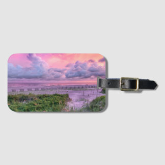 Etiqueta De Bagagem Pôr do sol roxo na Praia de Holden na Carolina do