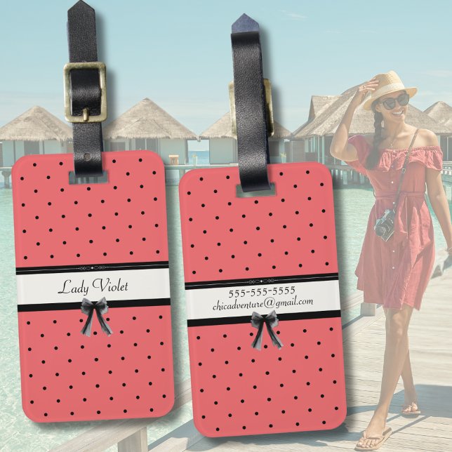 Etiqueta de Bagagem Pôr do Sol Vibrante Verão Chic (Travel in style! 🌴 Chic coral & polka dots for the ultimate resort-ready aesthetic. #TravelGear)
