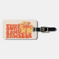 Pôrs do sol de areia do Surf Retro Palm Tree Beach