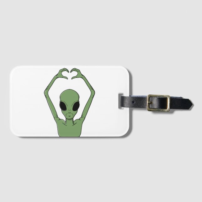 Etiqueta De Bagagem Pose do Coração Alien (Frente Horizontal)
