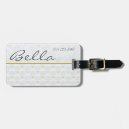 Etiqueta De Bagagem Posh White Satin e Dourado