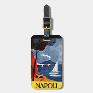 Etiqueta De Bagagem Poster das viagens vintage de Italia Nápoles