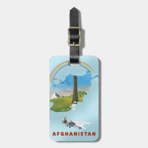 Etiqueta De Bagagem Poster de viagens da paisagem do mapa do Afeganist