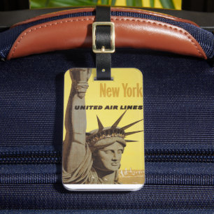 Etiqueta De Bagagem Poster de viagens Para Nova Iorque, United Air Lin
