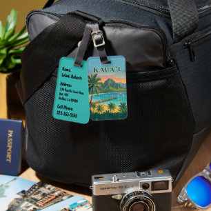Etiqueta De Bagagem Pôsteres de Viagem Havaianos Antigos - Kauai