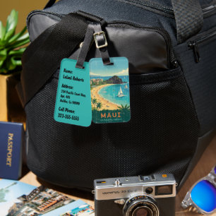 Etiqueta De Bagagem Pôsteres de Viagem Vintage do Havaí - Maui