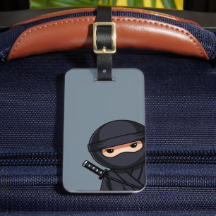 Etiqueta De Bagagem Pouco guerreiro de Ninja no cinza