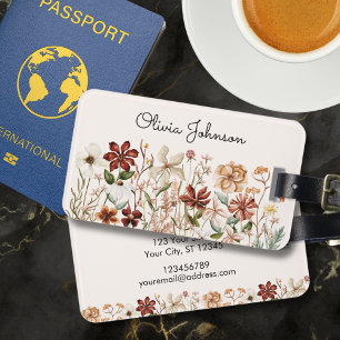 Etiqueta De Bagagem Prado de Flores Silvestres Vintage Personalizado e