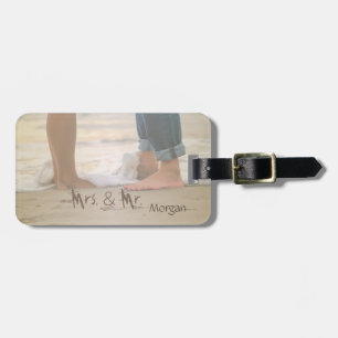 Etiqueta De Bagagem Praia,Areia,Pés,Ondas,-Personalizado
