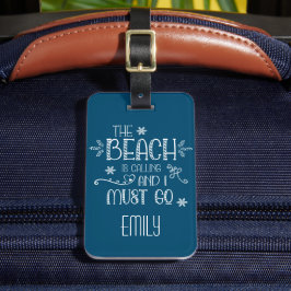 Etiqueta De Bagagem Praia Está Chamando Eu Preciso Ir Nome Endereço Tu