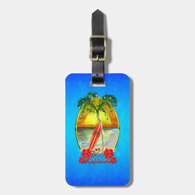 Etiqueta De Bagagem Praia Mele Kalikimaka (Frente Vertical)