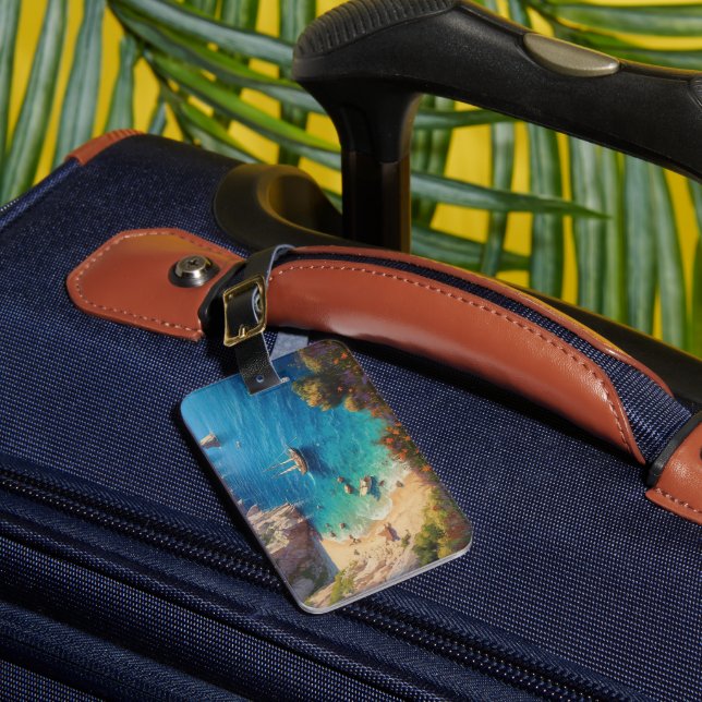 Etiqueta De Bagagem Praia na Grécia (Frente Insitu 1)