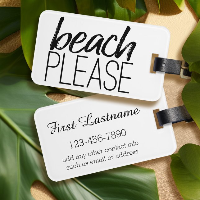 Etiqueta De Bagagem Praia, por favor (Personalized luggage tag - Beach Please)
