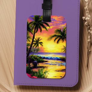 Etiqueta De Bagagem Praia Tropical Aquarela Fofa