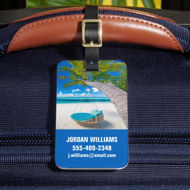Etiqueta De Bagagem Praias Tropicais | Planície tropical Swing em prai (Frente Insitu 2)