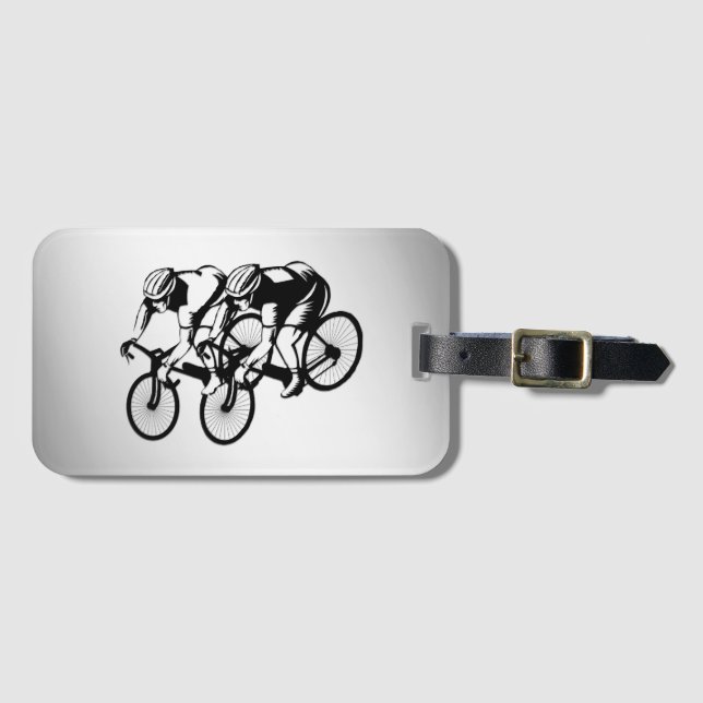 Etiqueta De Bagagem Prata de Corrida Bicicleta (Frente Horizontal)