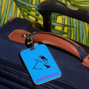 Etiqueta De Bagagem Praticando Truques de Scooter - Piloto de Scooter