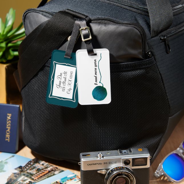 Etiqueta De Bagagem Preciso De Mais Fios - Artesanatos Knit / Crochet (Frente e verso)