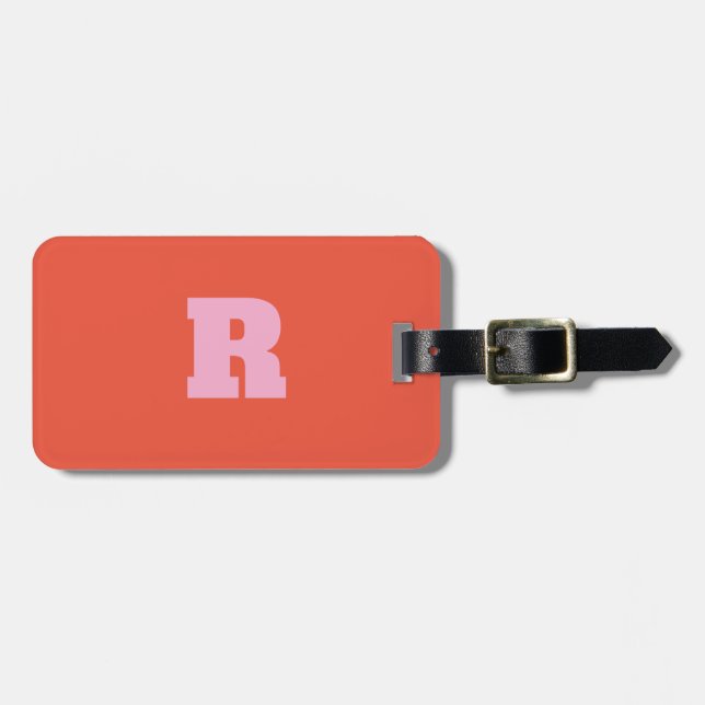 Etiqueta De Bagagem Presente de Favor de Festa de Monograma Laranja Ro (Frente Horizontal)