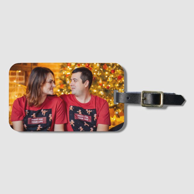 Etiqueta De Bagagem Presente de Foto de Casal (Frente Horizontal)