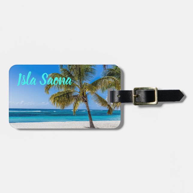 Etiqueta De Bagagem Presente de Isla Saona Beach Domenican Republic (Frente Horizontal)