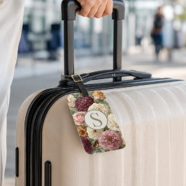 Etiqueta De Bagagem Presente de Viagem Monograma Floral Roxo Verde