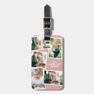 Etiqueta De Bagagem Presente elegante rosa cor-de-rosa multifoto da fa