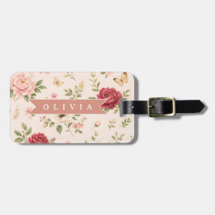 Etiqueta De Bagagem Presente Personalizado com Nome Floral Romântico V