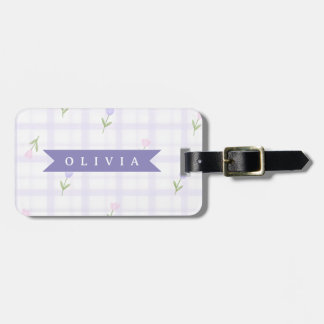 Etiqueta De Bagagem Presente Personalizado com Nome Floral Xadrez Lava