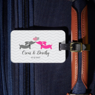 Etiqueta De Bagagem Presente Personalizado de Casamento Amor de Dachsh