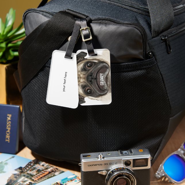 Etiqueta De Bagagem Presentes de Puggy Grumpy (Frente e verso)