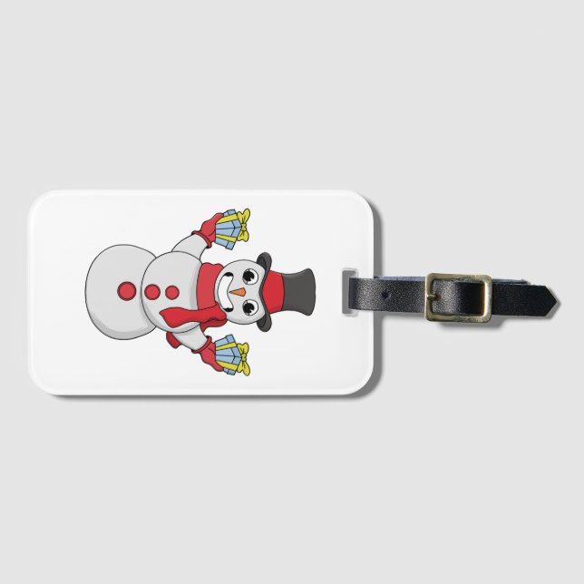 Etiqueta De Bagagem Presentes de Snowman (Frente Horizontal)