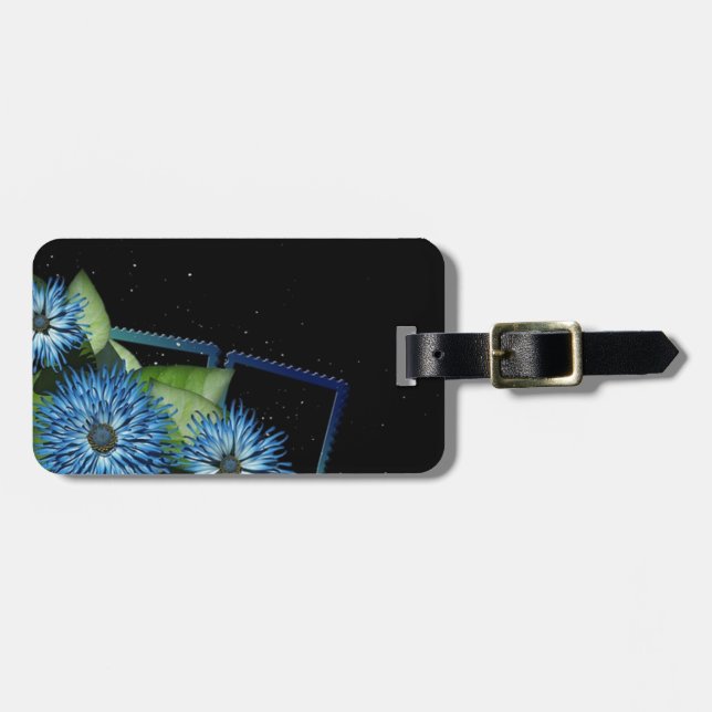 Etiqueta De Bagagem Presentes florais preto clássicos - personalizar n (Frente Horizontal)