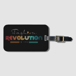 Etiqueta de Bagagem Preta Fashion Revolution Retro