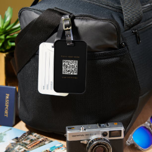 Etiqueta de bagagem preta personalizada com código